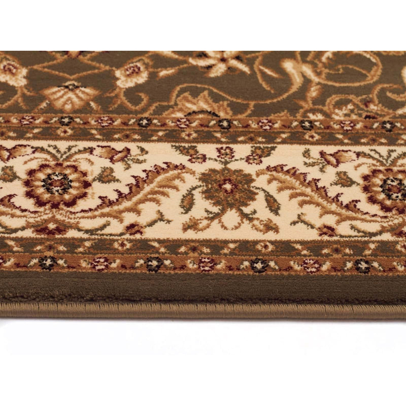 Sydney Medallion Runner Green with Ivory Border Runner Rug 3x0.8-Dovetailed &amp; Doublestitched