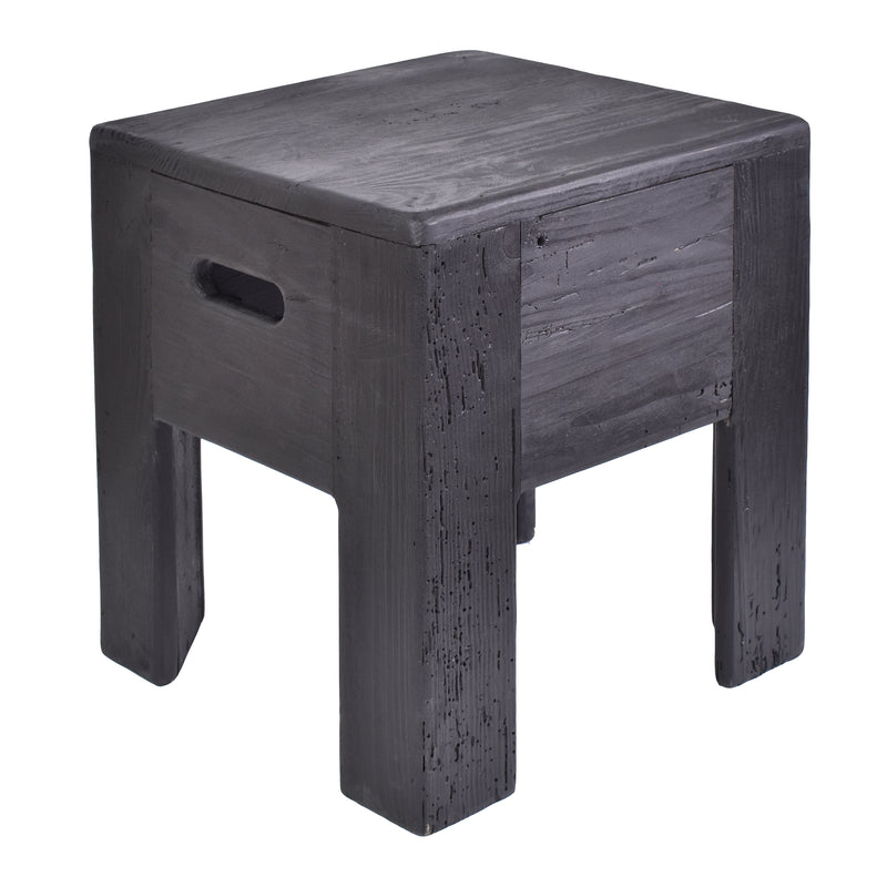 Verona Stacking Stool in Black-Dovetailed &amp; Doublestitched