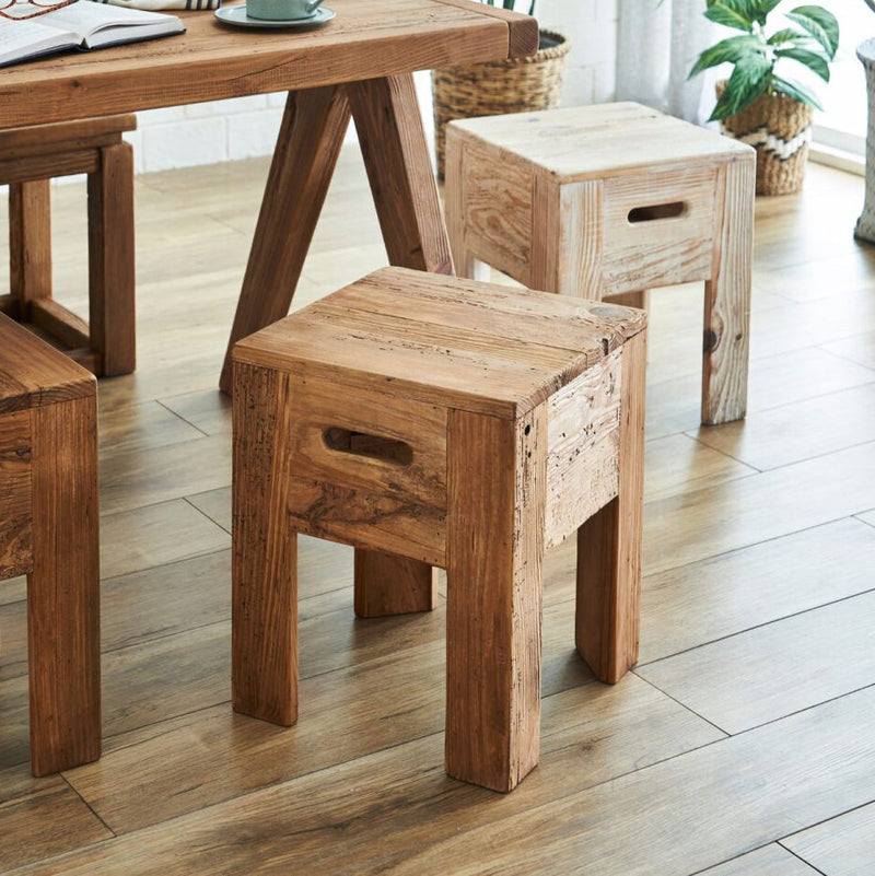 Verona Stacking Stool in Natural-Dovetailed &amp; Doublestitched