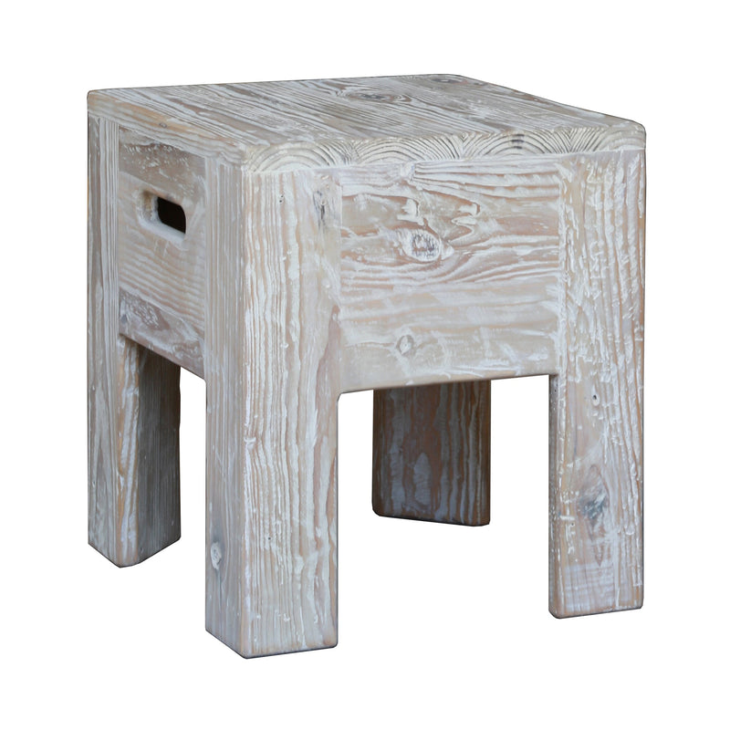 Verona Stacking Stool in Washed White-Dovetailed &amp; Doublestitched