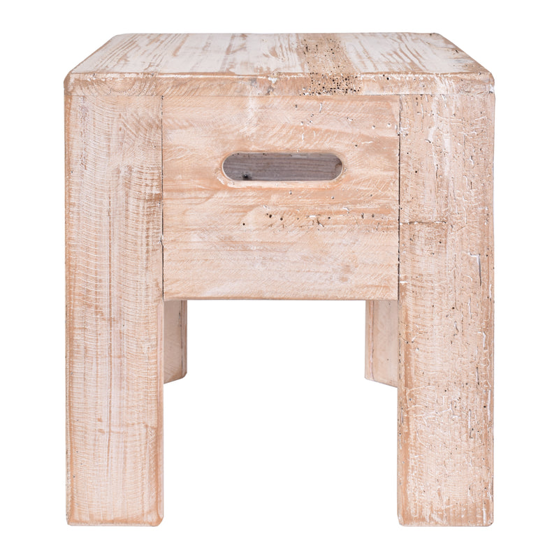 Verona Timber Stacking Stool in Washed White-Dovetailed &amp; Doublestitched