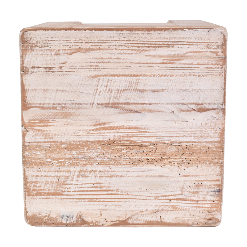 Verona Timber Stacking Stool in Washed White-Dovetailed &amp; Doublestitched