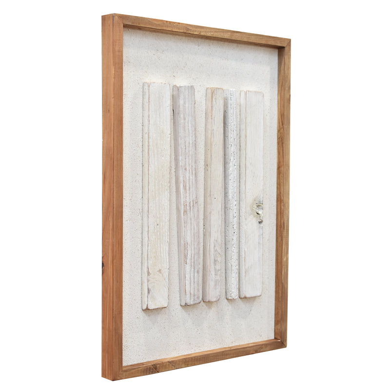 Vertical Timber Wall Art 42x62 - White on White-Dovetailed &amp; Doublestitched