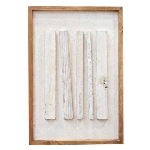 Vertical Timber Wall Art 42x62 - White on White