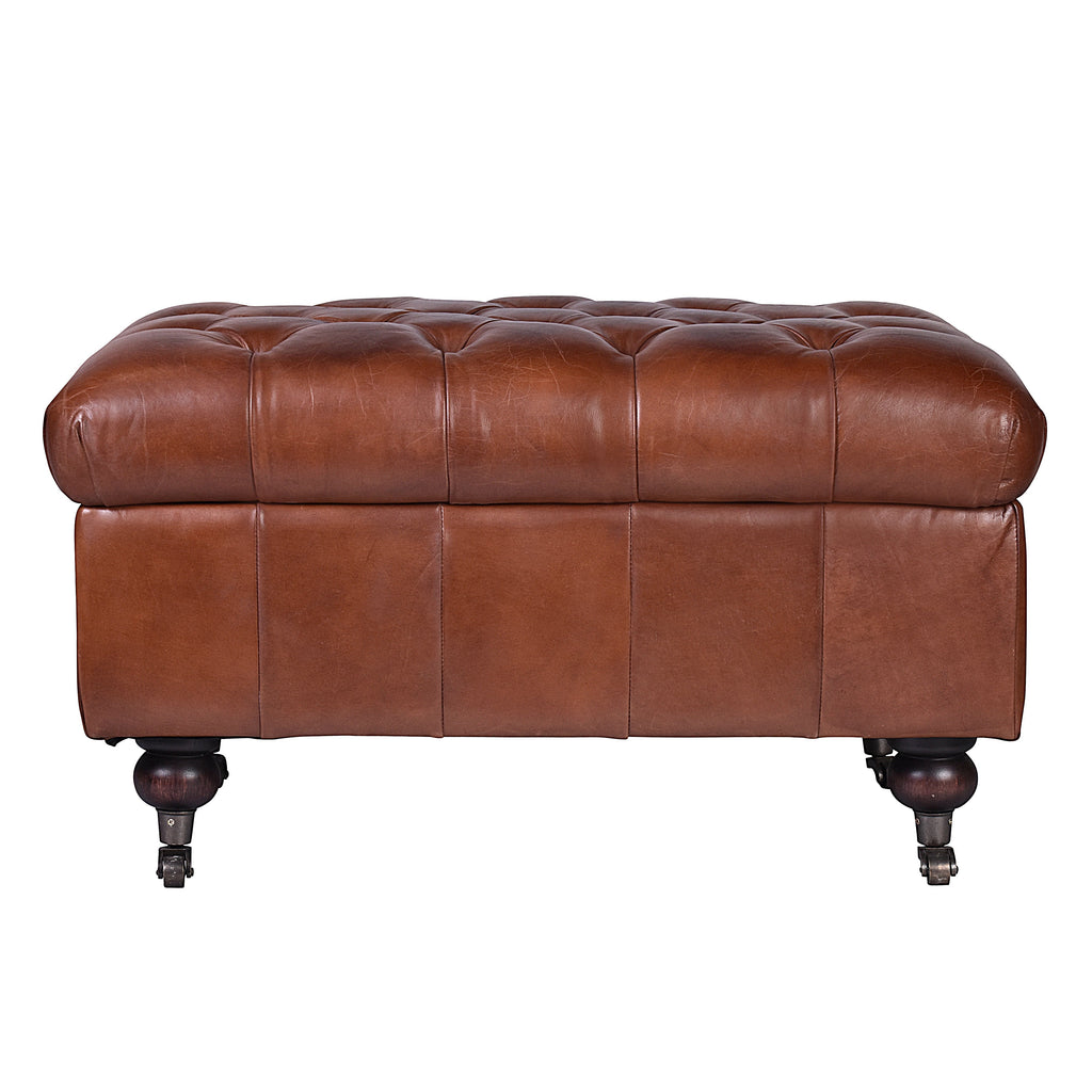Bench Button Button Bench in Vintage Leather - Dovetailed & Doublestitched