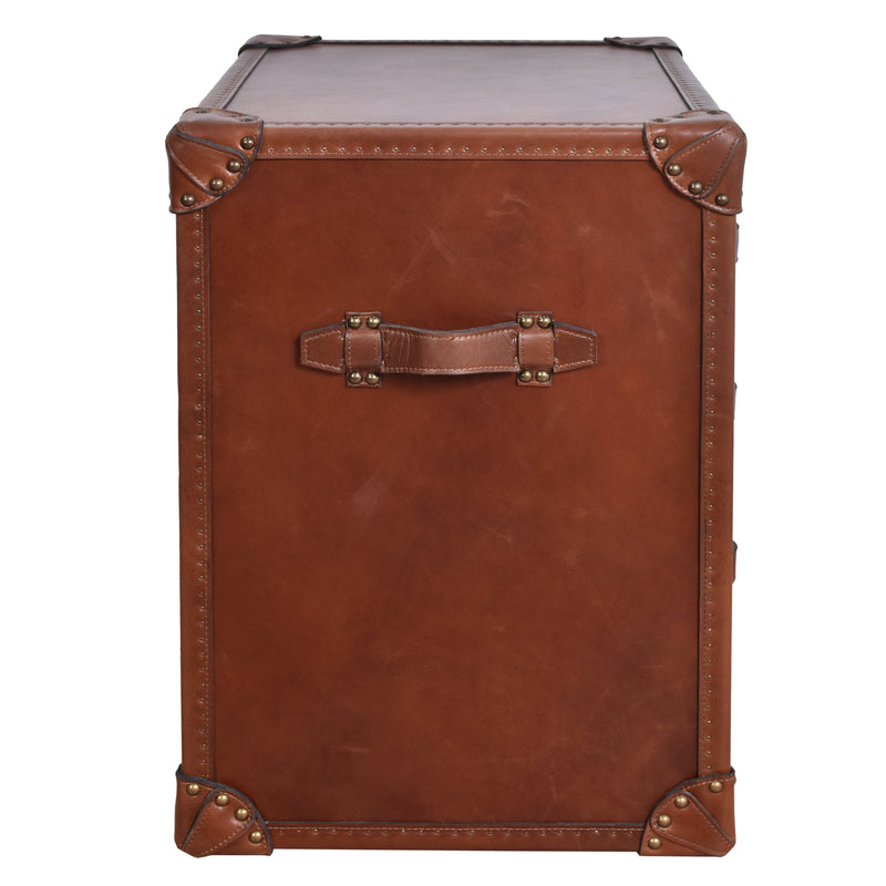 Vintage Leather Trunk Bedside Table-Dovetailed &amp; Doublestitched