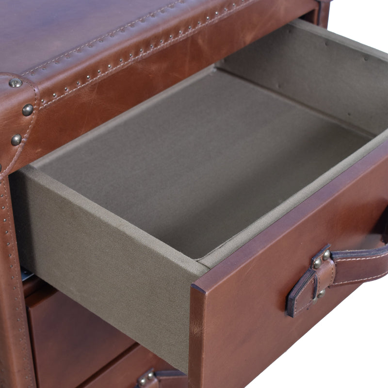 Vintage Leather Trunk Bedside Table-Dovetailed &amp; Doublestitched