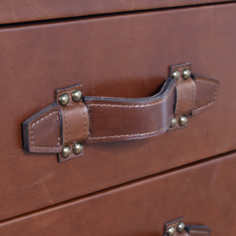 Vintage Leather Trunk Bedside Table-Dovetailed &amp; Doublestitched