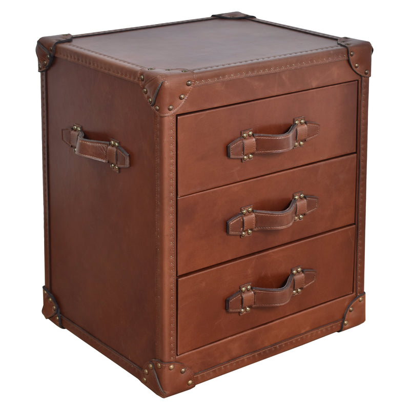 Vintage Leather Trunk Bedside Table-Dovetailed &amp; Doublestitched