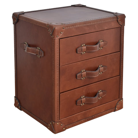 Vintage Leather Trunk Bedside Table