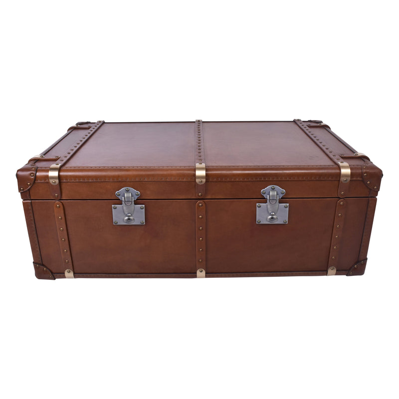 Vintage Leather Trunk Coffee Table-Dovetailed &amp; Doublestitched