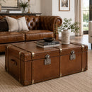 Vintage Leather Trunk Coffee Table-Dovetailed &amp; Doublestitched