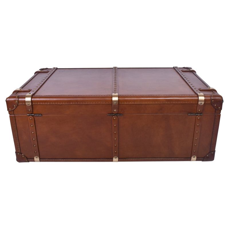 Vintage Leather Trunk Coffee Table-Dovetailed &amp; Doublestitched