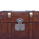 Vintage Leather Trunk Side Table-Dovetailed &amp; Doublestitched
