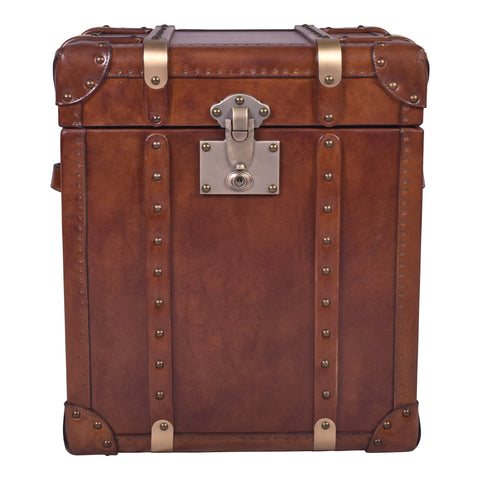 Vintage Leather Trunk Side Table