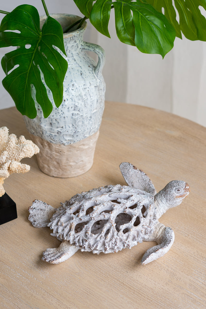 White Coral Look Sea Turtle-Dovetailed &amp; Doublestitched