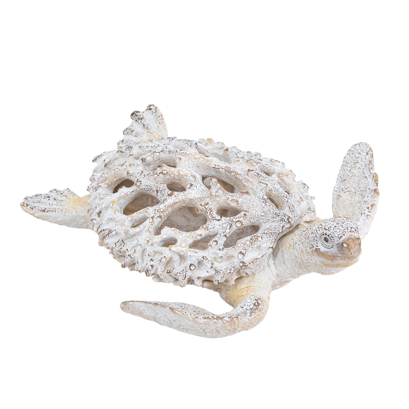 White Coral Look Sea Turtle-Dovetailed &amp; Doublestitched