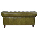 Windsor 2 Seater British Green Leather Chesterfield Sofa-Dovetailed &amp; Doublestitched