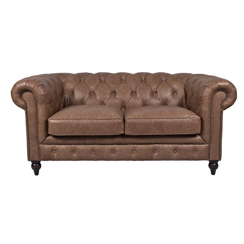 Windsor 2 Seater Cocoa Brown Leather Chesterfield Sofa