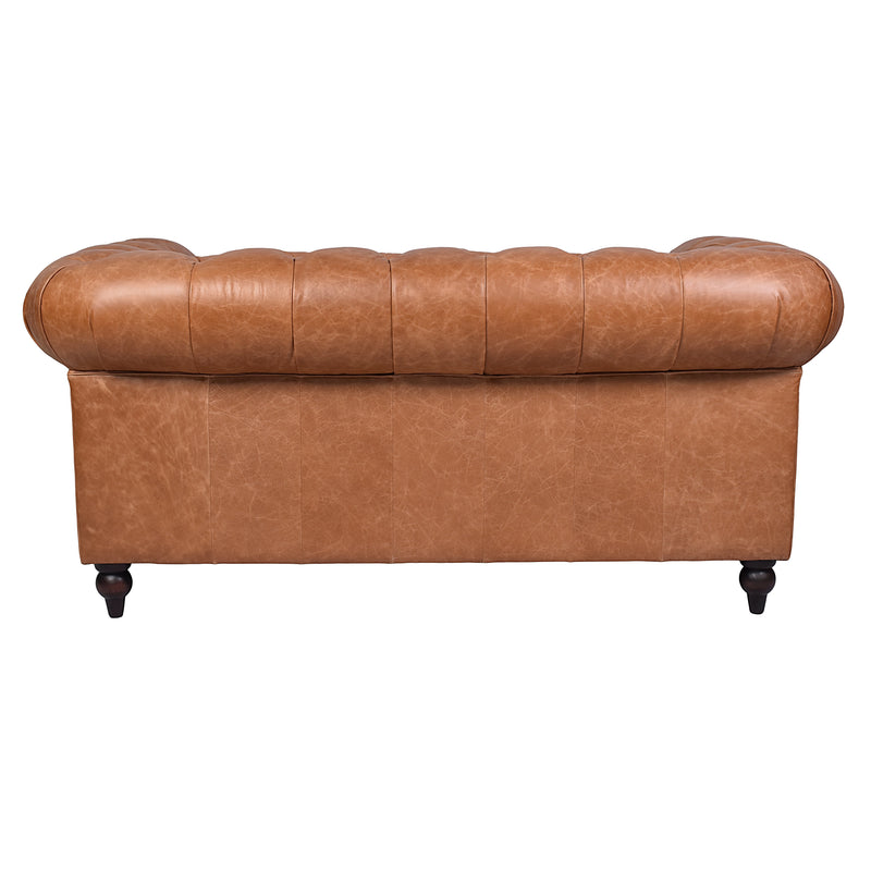Windsor 2 Seater Colombia Brown Leather Chesterfield Sofa-Dovetailed &amp; Doublestitched