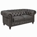 Windsor 2 Seater Iron Grey Leather Chesterfield Sofa