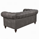 Windsor 2 Seater Iron Grey Leather Chesterfield Sofa