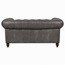 Windsor 2 Seater Iron Grey Leather Chesterfield Sofa