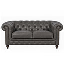 Windsor 2 Seater Iron Grey Leather Chesterfield Sofa
