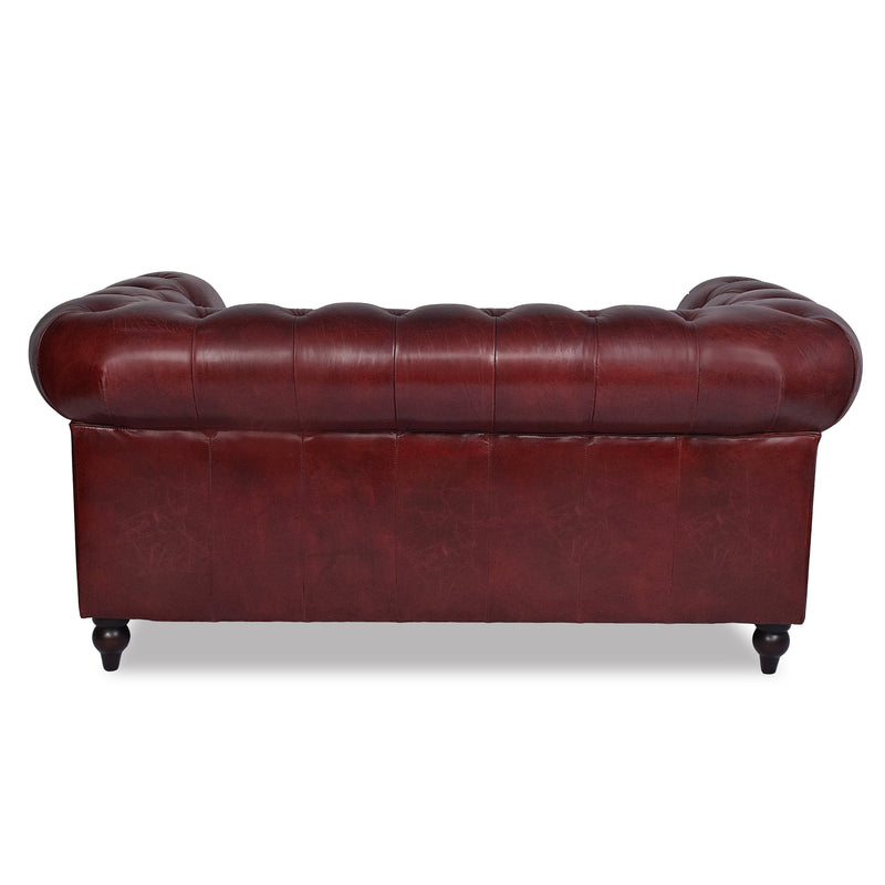 Windsor 2 Seater Oxblood Red Leather Chesterfield Sofa-Dovetailed &amp; Doublestitched