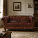 Windsor 2 Seater Vintage Leather Chesterfield Sofa-Dovetailed &amp; Doublestitched