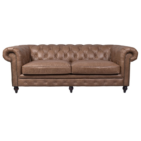 Windsor 3 Seater Cocoa Brown Leather Chesterfield Sofa