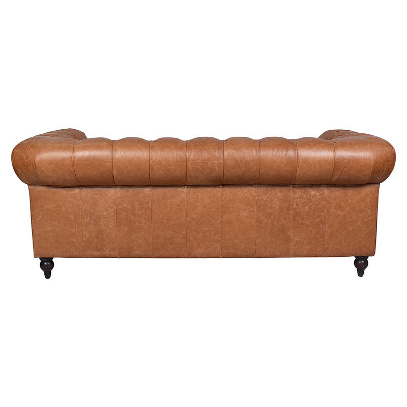 Windsor 3 Seater Colombia Brown Leather Chesterfield Sofa-Dovetailed &amp; Doublestitched