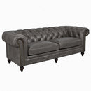 Windsor 3 Seater Iron Grey Leather Chesterfield Sofa