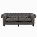 Windsor 3 Seater Iron Grey Leather Chesterfield Sofa