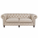 Windsor 3 Seater Ivory Leather Chesterfield Sofa
