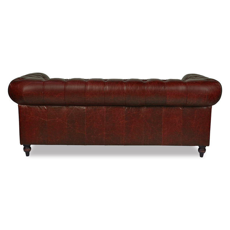 Windsor 3 Seater Oxblood Red Leather Chesterfield Sofa-Dovetailed &amp; Doublestitched