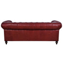 Windsor 3 Seater Oxblood Red Leather Chesterfield Sofa-Dovetailed &amp; Doublestitched