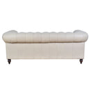 Windsor 3 Seater Sand White Leather Chesterfield Sofa-Dovetailed &amp; Doublestitched