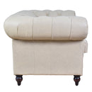 Windsor 3 Seater Sand White Leather Chesterfield Sofa-Dovetailed &amp; Doublestitched