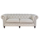 Windsor 3 Seater Sand White Leather Chesterfield Sofa-Dovetailed &amp; Doublestitched