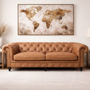 Windsor 3 Seater Tan Leather Chesterfield Sofa-Dovetailed &amp; Doublestitched