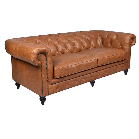 Windsor 3 Seater Tan Leather Chesterfield Sofa