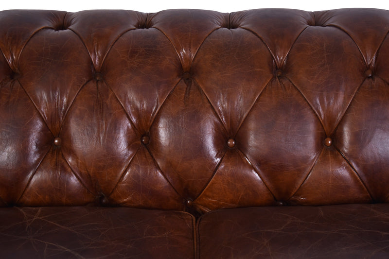 Windsor 3 Seater Vintage Leather Chesterfield Sofa-Dovetailed &amp; Doublestitched
