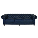 Windsor 4 Seater Blue Leather Chesterfield Sofa-Dovetailed &amp; Doublestitched
