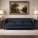 Windsor 4 Seater Blue Leather Chesterfield Sofa-Dovetailed &amp; Doublestitched