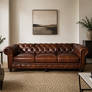 Windsor 4 Seater Vintage Leather Chesterfield Sofa-Dovetailed &amp; Doublestitched