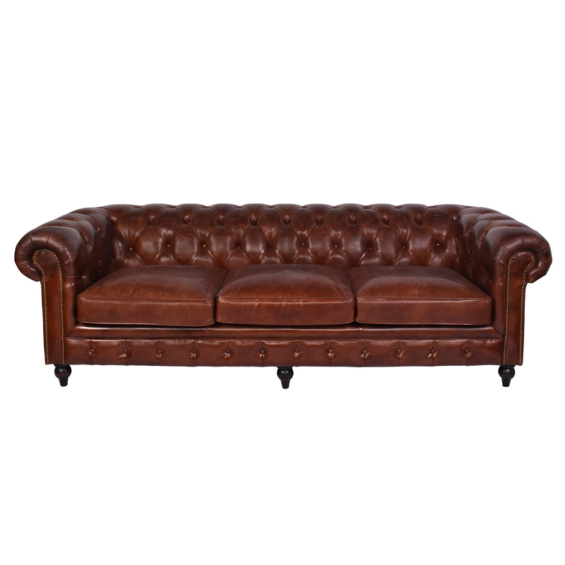 Windsor 4 Seater Vintage Leather Chesterfield Sofa-Dovetailed &amp; Doublestitched