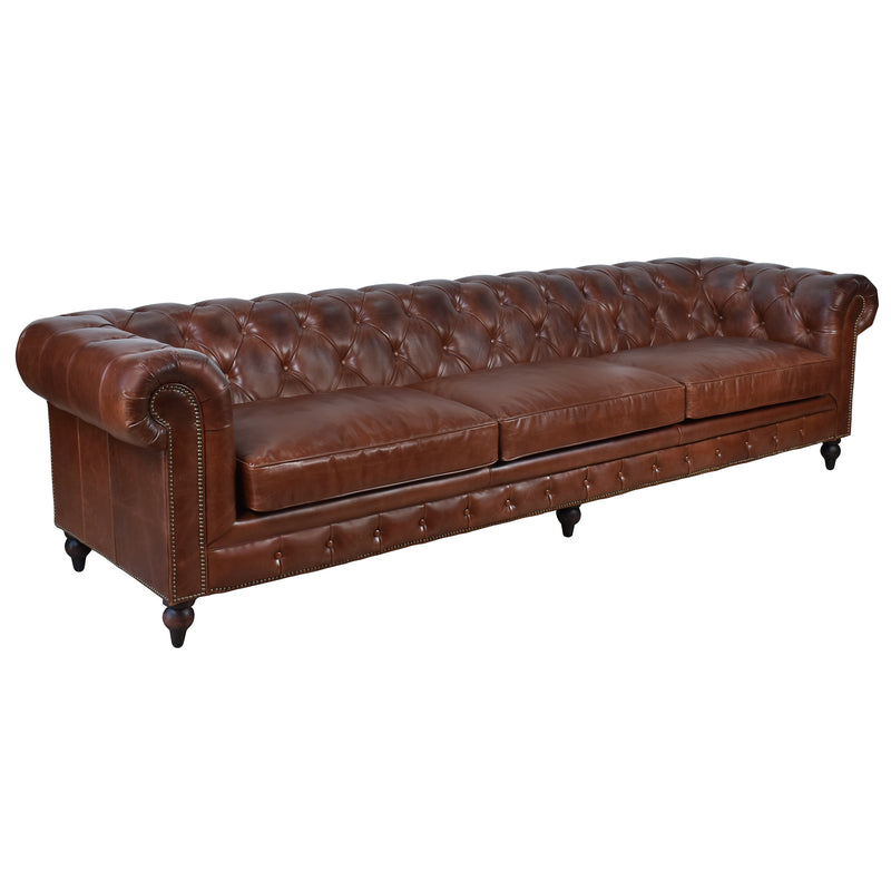 Windsor 5 Seater Vintage Leather Chesterfield Sofa-Dovetailed &amp; Doublestitched
