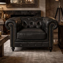 Windsor Black Leather Chesterfield Armchair-Dovetailed &amp; Doublestitched