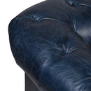 Windsor Blue Leather Chesterfield Armchair-Dovetailed &amp; Doublestitched